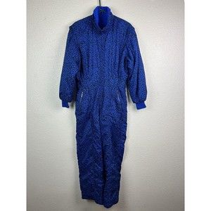 VTG Kaelin Ski Print Reversible Blue Ski Suit Snowsuit By Peter Steinebronn Sz 8